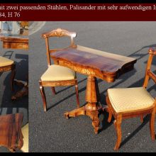 Spieltisch mit Stuehlen Palisander Intarsien